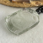 Above Average Grade Natural Green Phantom Quartz Tiger Pendant with Onyx Beads Necklace 28.56g 33.4 by 23.7 by 10.0mm - Huangs Jadeite and Jewelry Pte Ltd