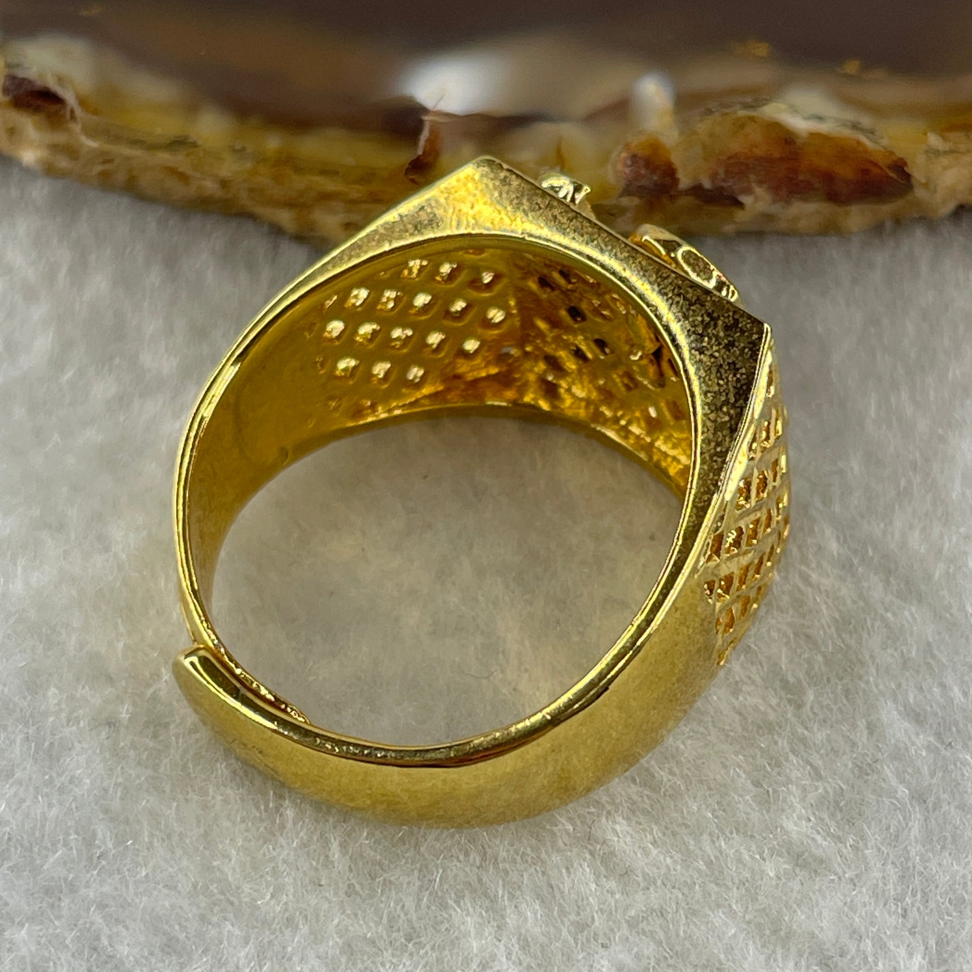 999 Gold Plated Ring (Adjustable Size) 7.26g 14.6 by 4.9mm - Huangs Jadeite and Jewelry Pte Ltd