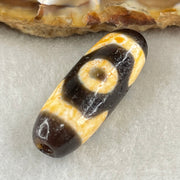 Natural Powerful Tibetan Old Oily Agate 3 Eyes Dzi Bead Heavenly Master (Tian Zhu) 三眼天诛 4.57g 28.2 by 10.4mm - Huangs Jadeite and Jewelry Pte Ltd