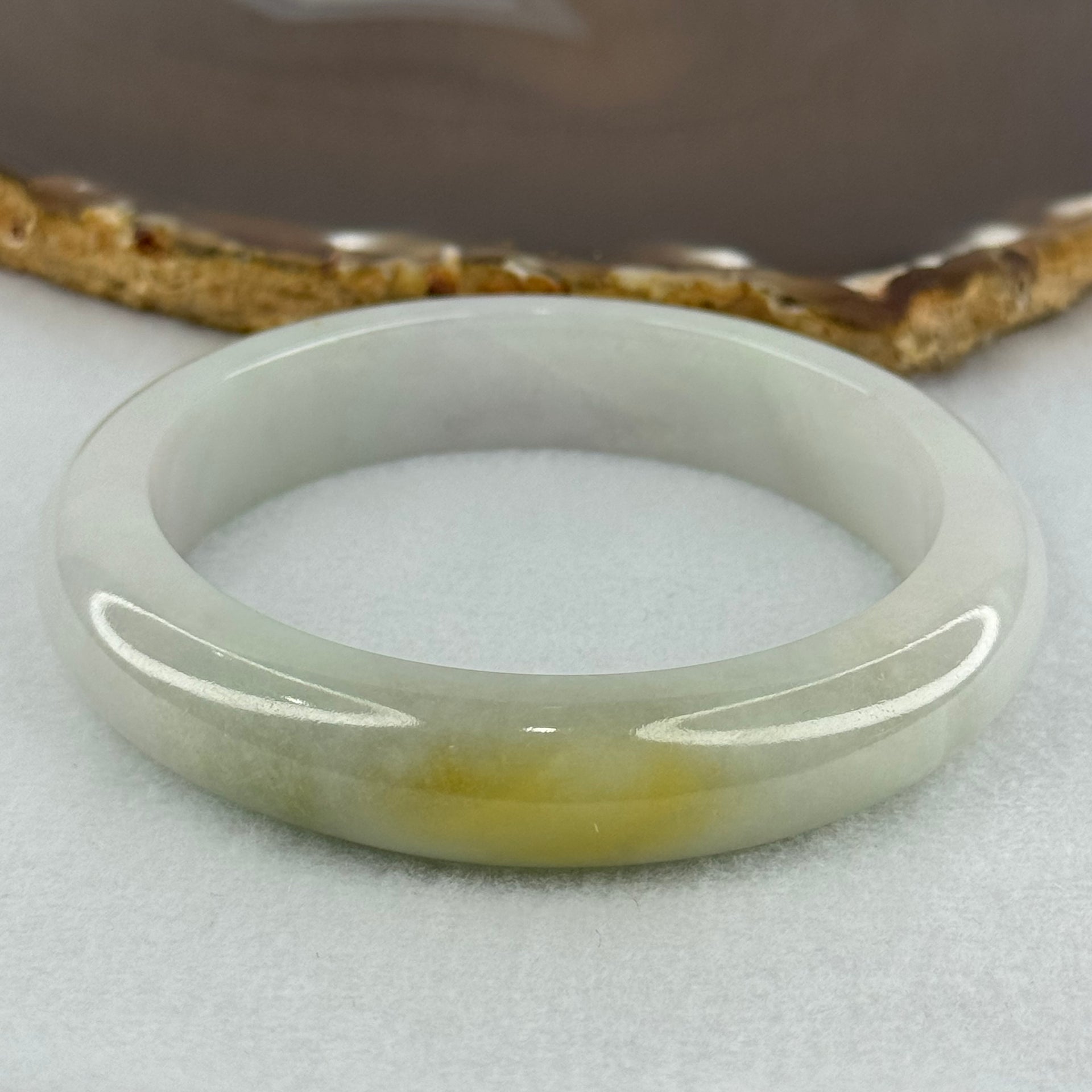 Type A Faint Lavender and Faint Green with Yellow Patches Jadeite Bangle Internal Diameter 58.2mm 67.56g 13.3 by 9.0mm (Internal Line) - Huangs Jadeite and Jewelry Pte Ltd