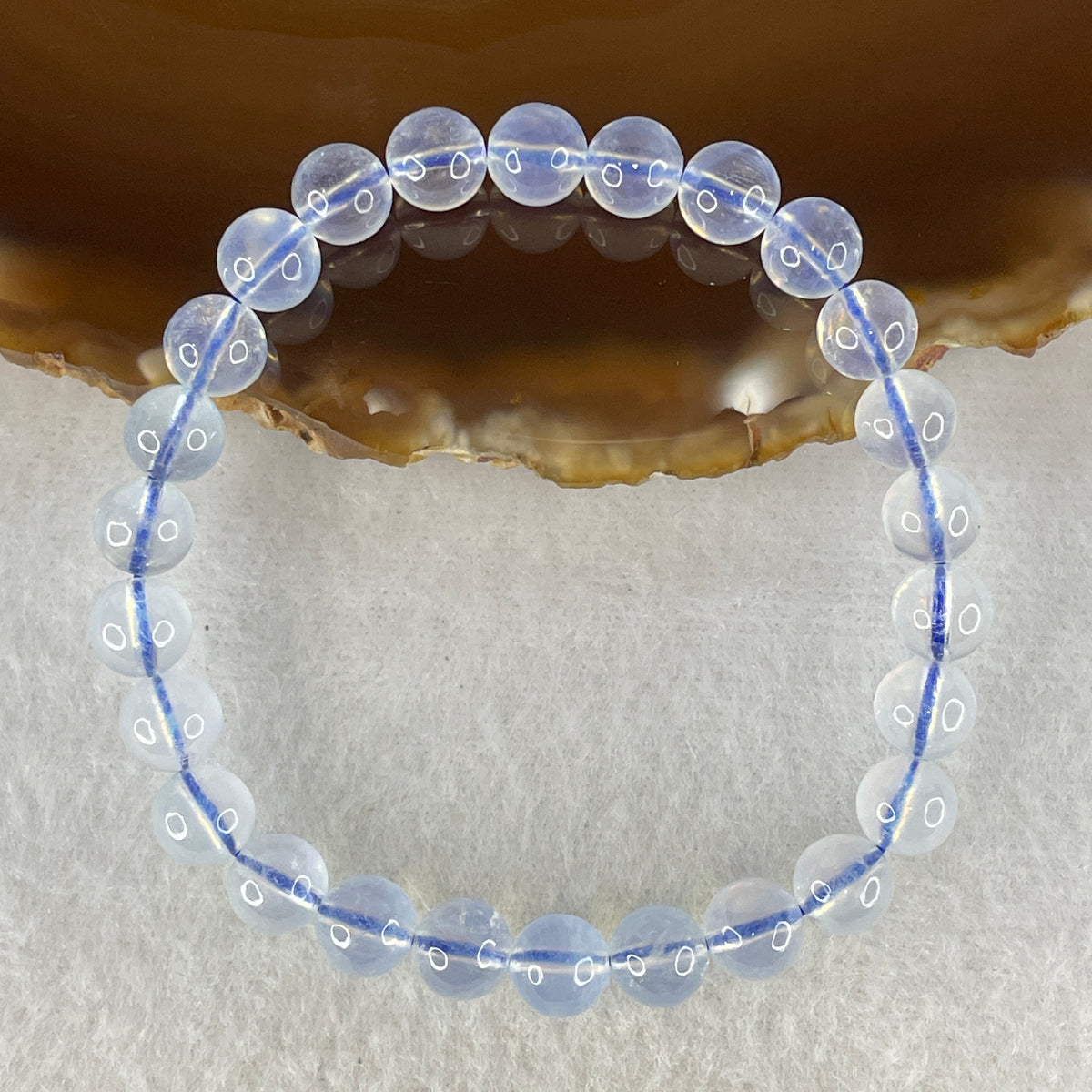 Certified Natural Average Grade Aquamarine Beads Bracelet | 15cm Petite Strand of 26 Beads 7.0mm (12.04g | Serene Calm, Fluid Communication & Water Element Energy Shield)