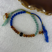 Natural Golden Medicine 6.1mm 10 Beads and Blood Red 9.3mm 1 Bead Amber String Bracelet 天然抚顺琥珀加黄金药琥珀手链 3.78g 15cm - Huangs Jadeite and Jewelry Pte Ltd