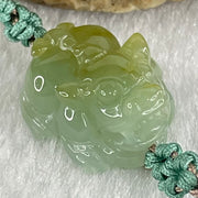 Type A Blueish Green with Yellow Jadeite Male Pixiu String Bracelet 3.31g 13cm 15.9 by 13.6 by 9.4mm - Huangs Jadeite and Jewelry Pte Ltd