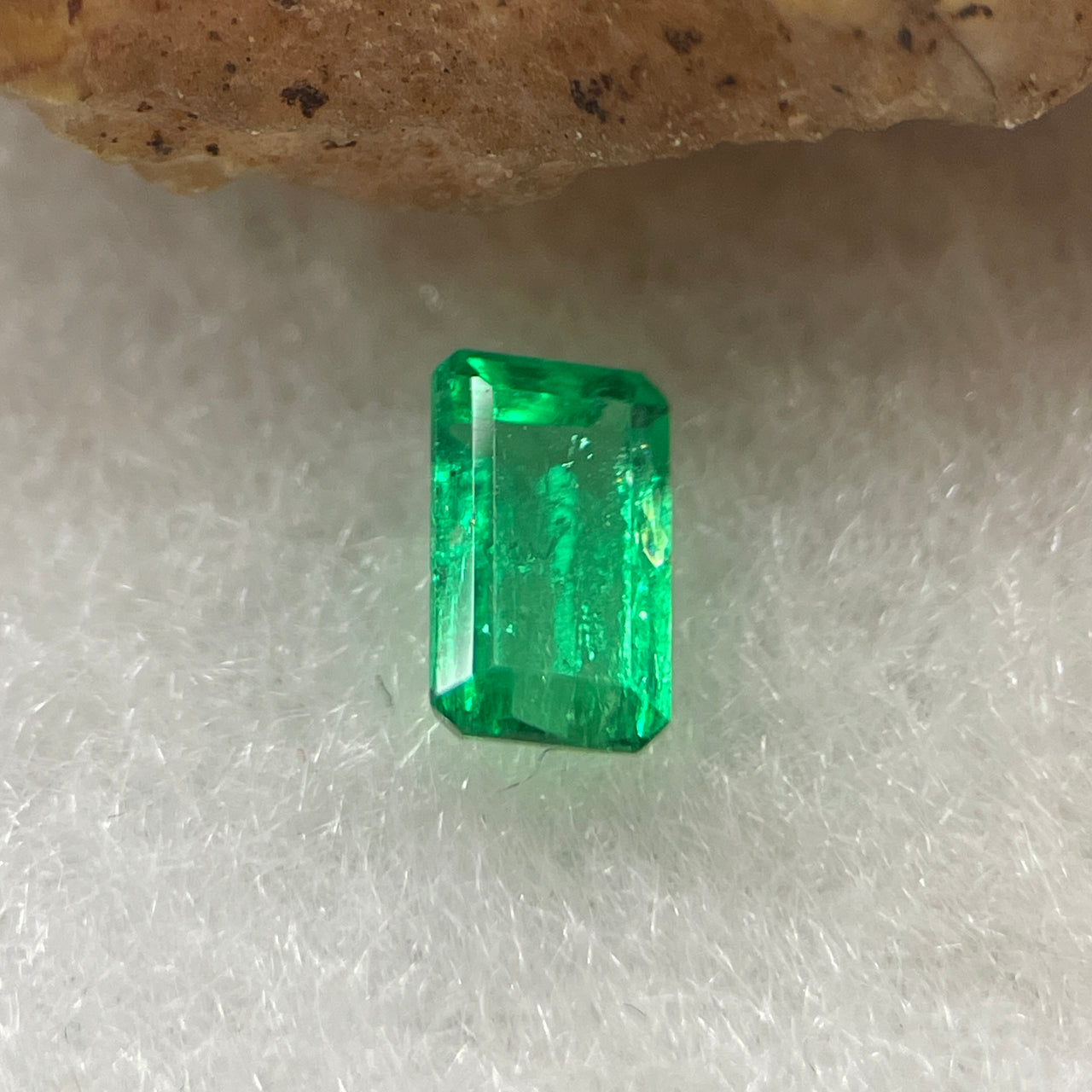 Natural Colombia Vivid Green Emerald (Beryl) Cut-Cornered Rectangle Step cut 0.45ct 5.7 by 3.6 by 2.5mm - Huangs Jadeite and Jewelry Pte Ltd