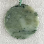 Natural Type A Green with Brownish and Dark Green Piao Hua Jadeite Round Wu Shi Pai Pendant 30.48g 57.9 by 2.9mm - Huangs Jadeite and Jewelry Pte Ltd