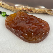 Natural Brownish Red Chalcedony Dragon Pendant 27.687g 54.1 by 38.5 by 9.1mm in Crystal Necklace 65cm - Huangs Jadeite and Jewelry Pte Ltd