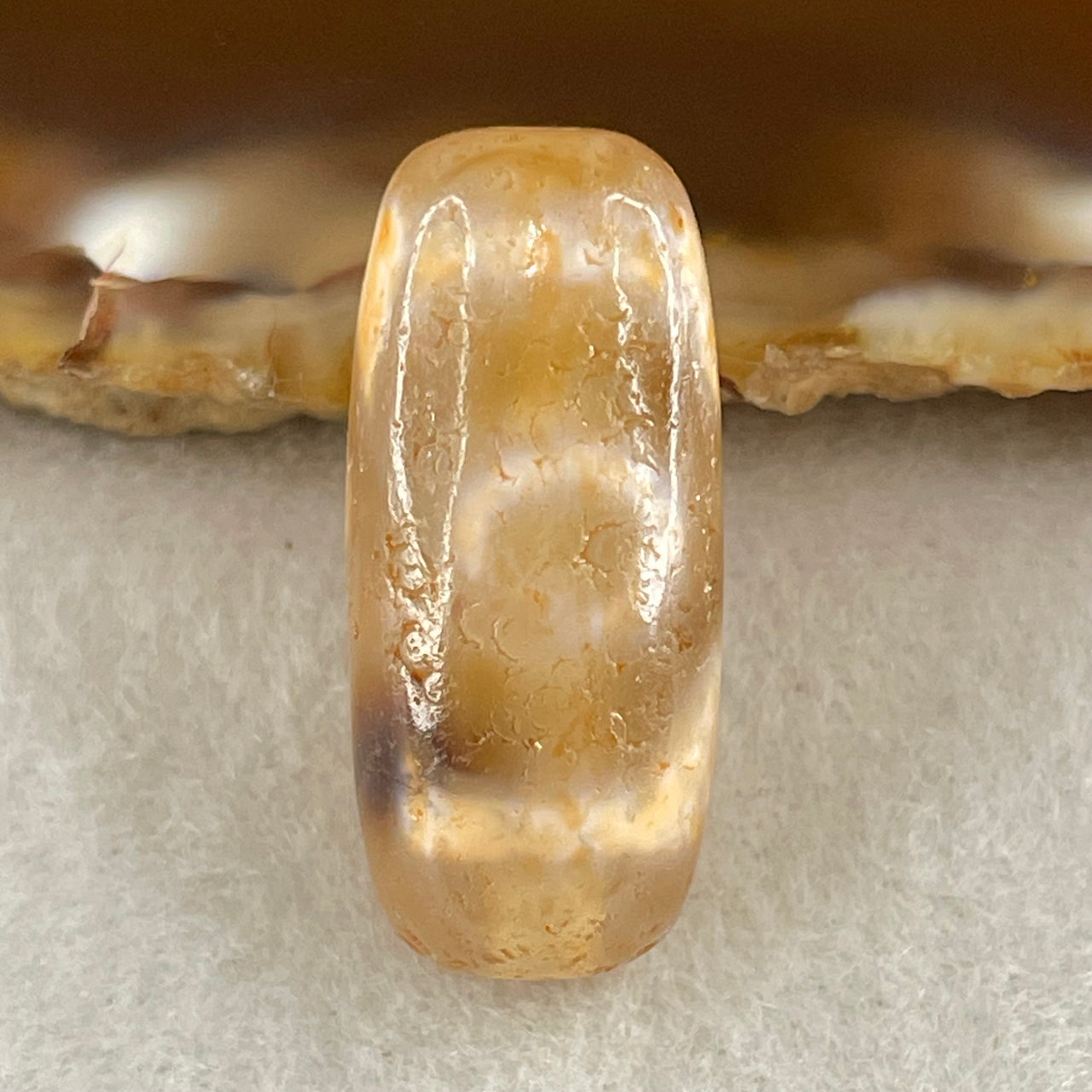 Natural Powerful Tibetan Old Oily Agate 3 Eyes Dzi Bead Heavenly Master (Tian Zhu) 三眼天诛 5.95g 26.5 by 11.7mm - Huangs Jadeite and Jewelry Pte Ltd