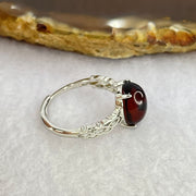 Natural Blood Red Amber in S925 Sliver Ring 1.55g 10.2 by 8.5 by 6.0mm - Huangs Jadeite and Jewelry Pte Ltd