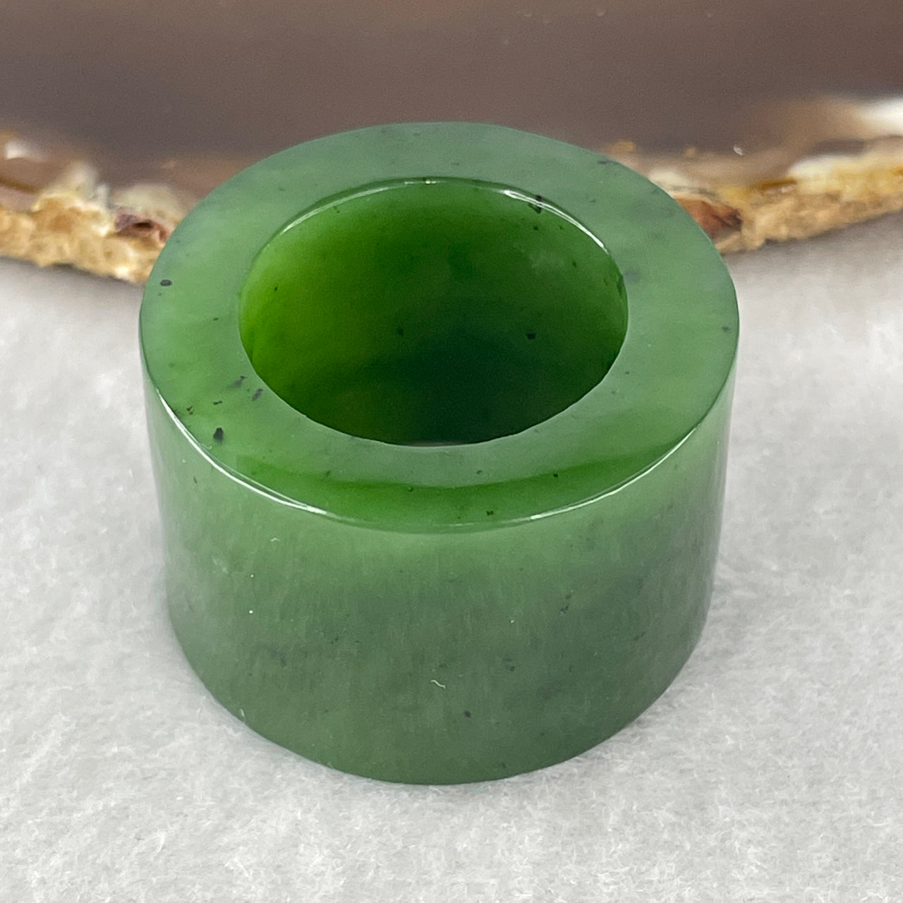 Genuine Full Green Nephrite Jade Ring - Certified High Grade Natural Stone - 32.90g Bold Masculine/Statement Design - Rich Spinach Green Heirloom Quality 33.3x22.0x6.0mm