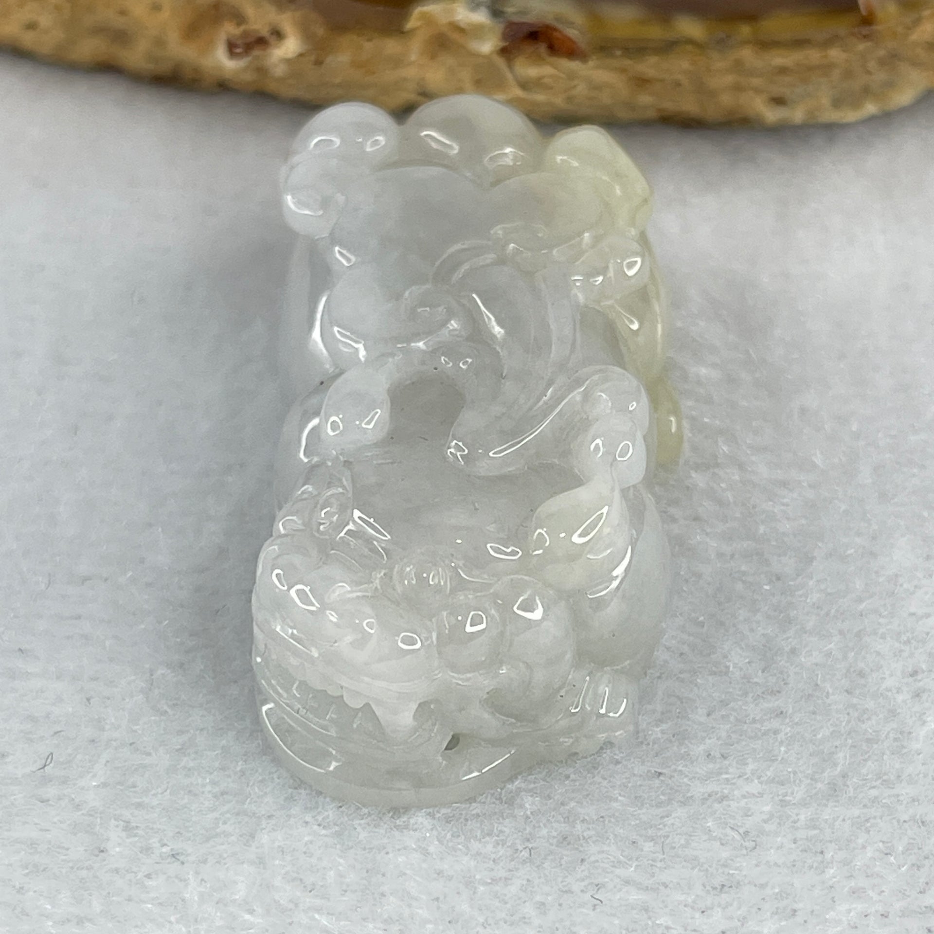 Special Natural Type A Lavender with Yellowish Spot Jadeite Male Pixiu Pendant 22.49g 40.3 by 20.8 by 12.3mm - Huangs Jadeite and Jewelry Pte Ltd