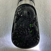 Type A Opaque to Partial Translucent Black Omphacite Jadeite Dragon Carp Pendant 20.39g 57.5 by 36.6 by 7.5mm - Huangs Jadeite and Jewelry Pte Ltd