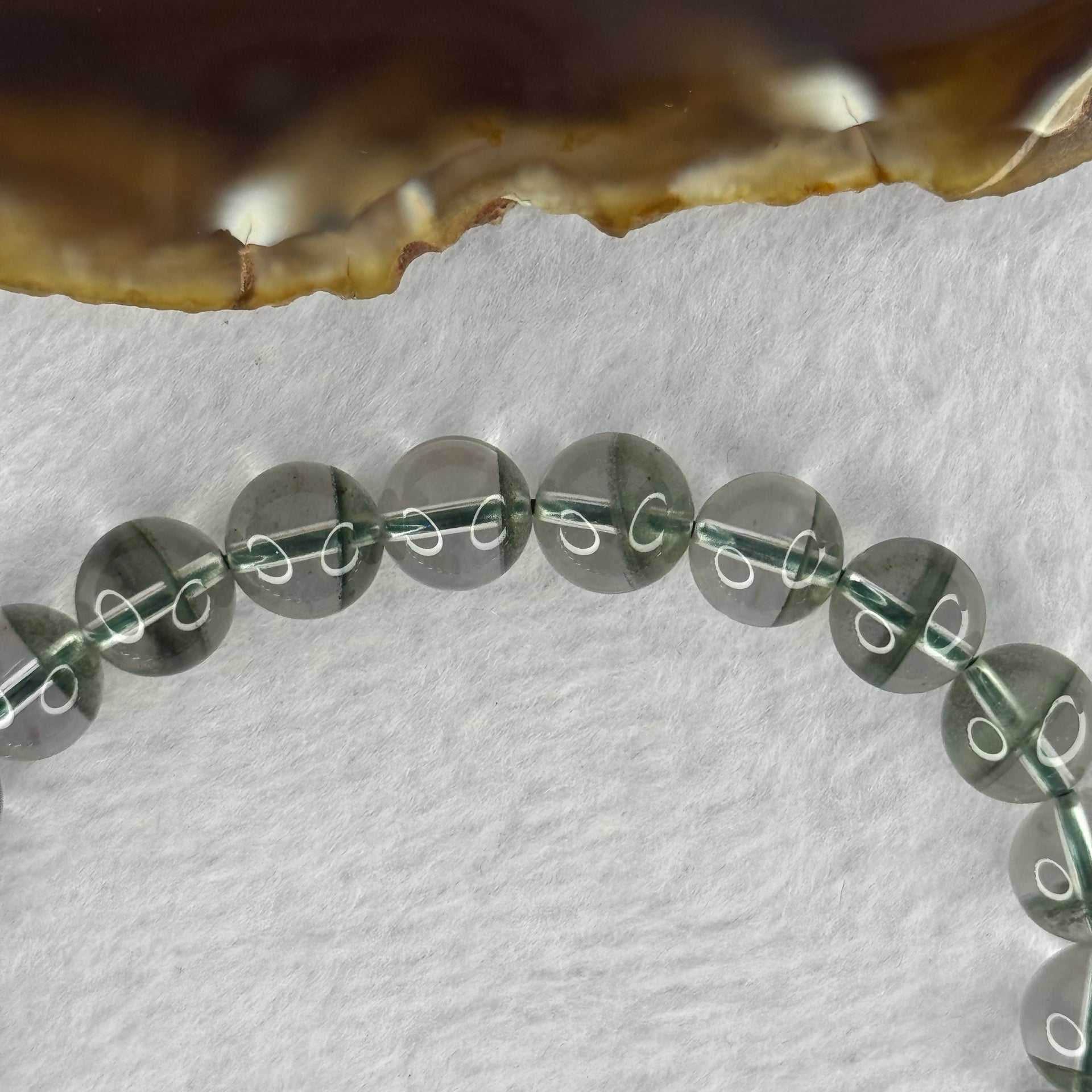 Very Good Grade Natural Green Phantom Quartz Beads Bracelet 23.28g 17cm 9.4mm 22 Beads - Huangs Jadeite and Jewelry Pte Ltd