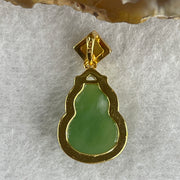 Natural Green Agate Chalcedony Hulu Pendant on S925 Sliver Gold Plated 2.28g 14.2 by 10.2 by 5.0mm - Huangs Jadeite and Jewelry Pte Ltd
