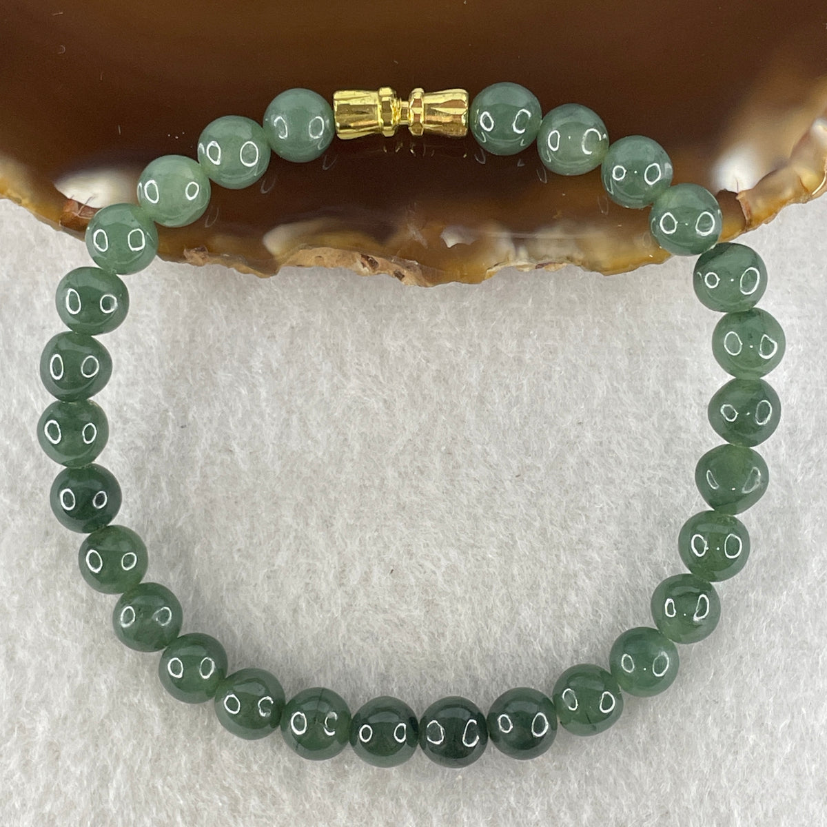 Natural Type A Blueish Green Jadeite Beads Bracelet | (13.44g | 6.5mm x 28 Beads | Throat & Heart Chakra Synergy, Strategic Wisdom & Feng Shui Prosperity Catalyst)