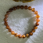 Natural Copper Rutilated Quartz Beads Bracelet 天然銅髮晶手镯 16.22g 16cm 7.9mm 25 Beads - Huangs Jadeite and Jewelry Pte Ltd