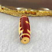 Natural Powerful Tibetan Old Oily Red and Yellowish White Agate Guan Yin Dzi Bead Heavenly Master (Tian Zhu) 观音天诛 8.94g 37.7 by 12.2mm - Huangs Jadeite and Jewelry Pte Ltd