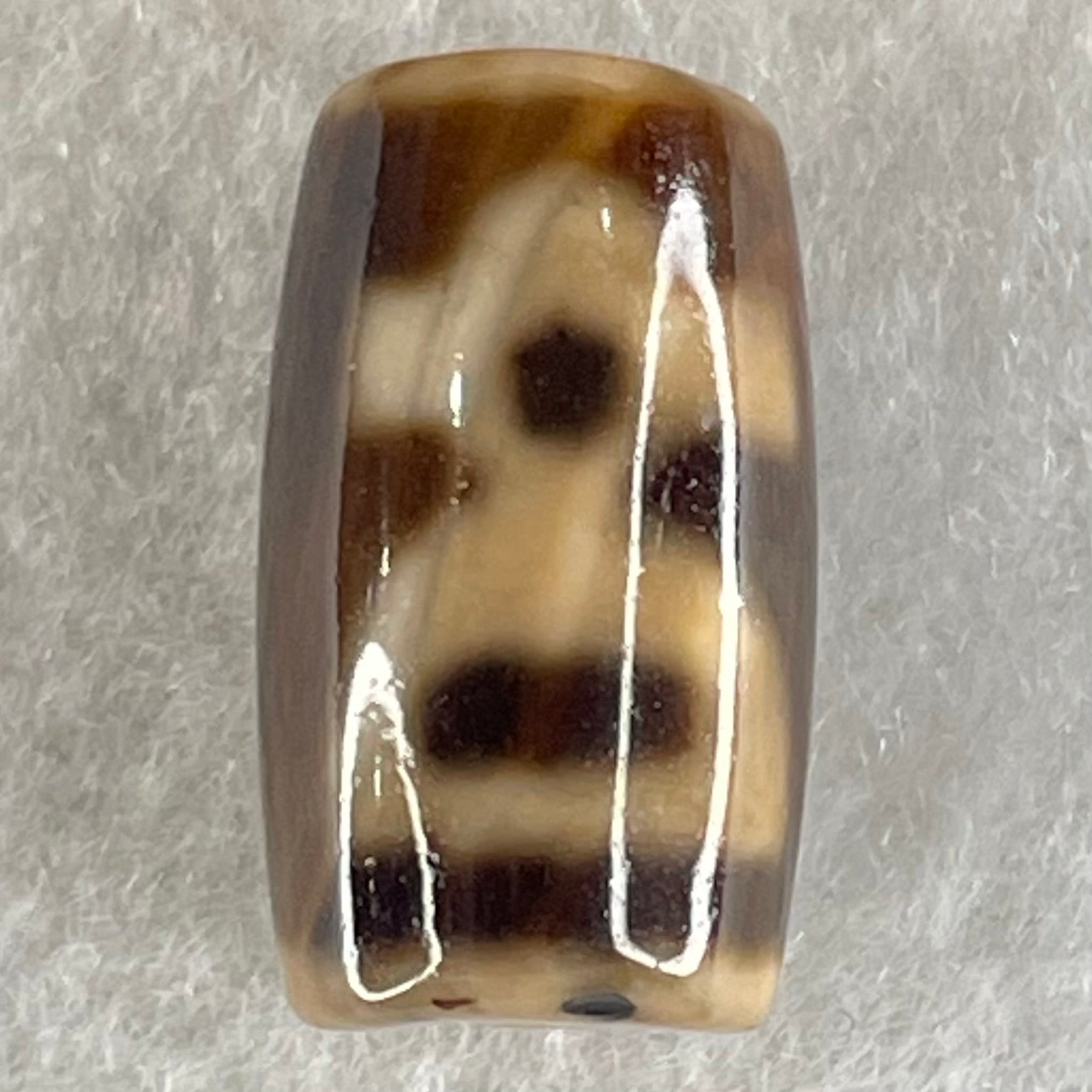 Natural Powerful Tibetan Old Oily Agate Double Cai Shen Dzi Bead Heavenly Master (Tian Zhu) 双财神长天珠 4.73g 19.8 by 11.7mm - Huangs Jadeite and Jewelry Pte Ltd