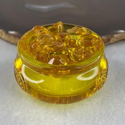 Yellow Liuli Wealth Pot with Ingot Yuan Bao Display Total Weight 150.37g 59.4 by 37.0mm - Huangs Jadeite and Jewelry Pte Ltd