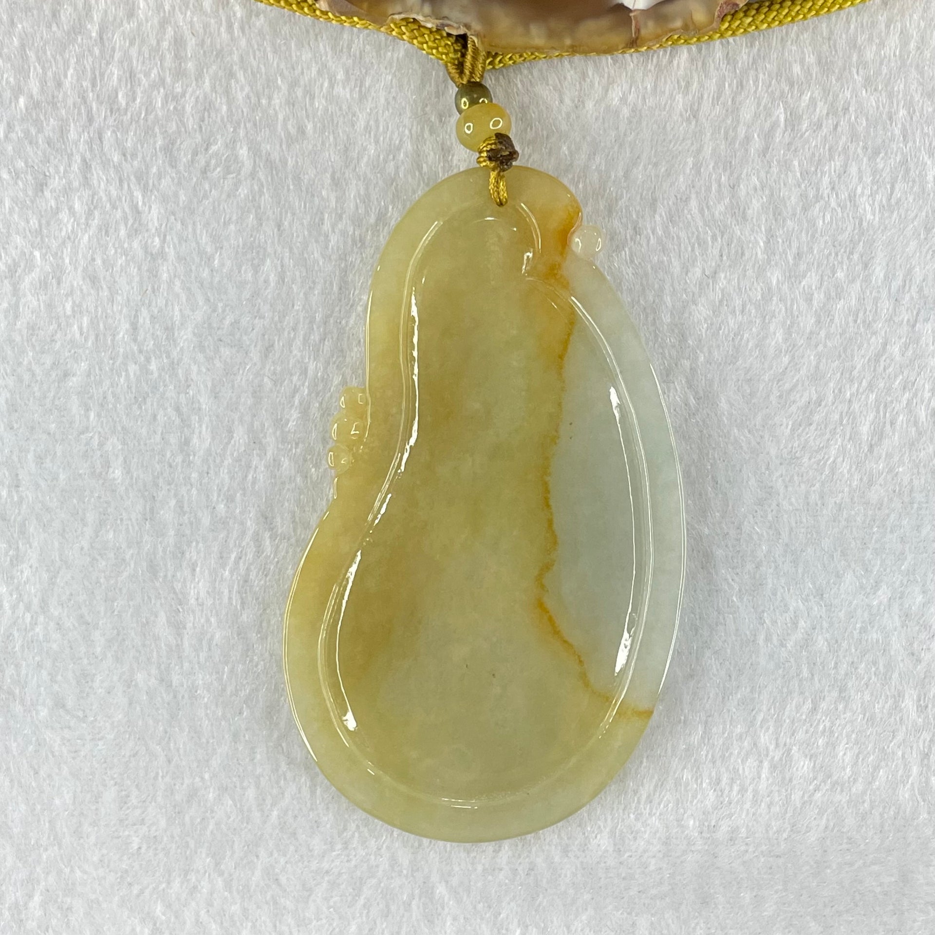 Grandmaster Type A Yellow with Faint Green and Red Jadeite Shan Shui with Buddha Pendant 22.54g 69.8 by 39.7 by 4.8mm - Huangs Jadeite and Jewelry Pte Ltd