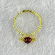 Natural Blood Red Amber in S925 Sliver Gold Color Ring (Adjustable Size) 2.43g 6.0mm - Huangs Jadeite and Jewelry Pte Ltd