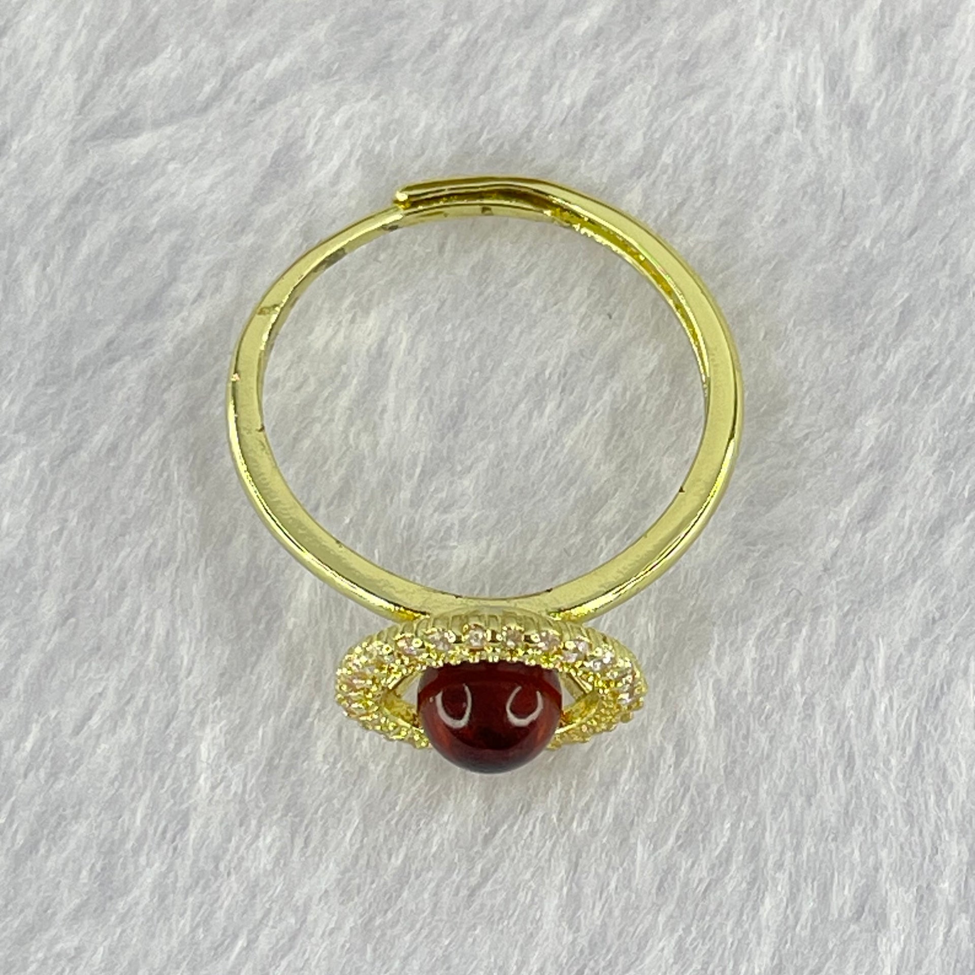 Natural Blood Red Amber in S925 Sliver Gold Color Ring (Adjustable Size) 2.43g 6.0mm - Huangs Jadeite and Jewelry Pte Ltd