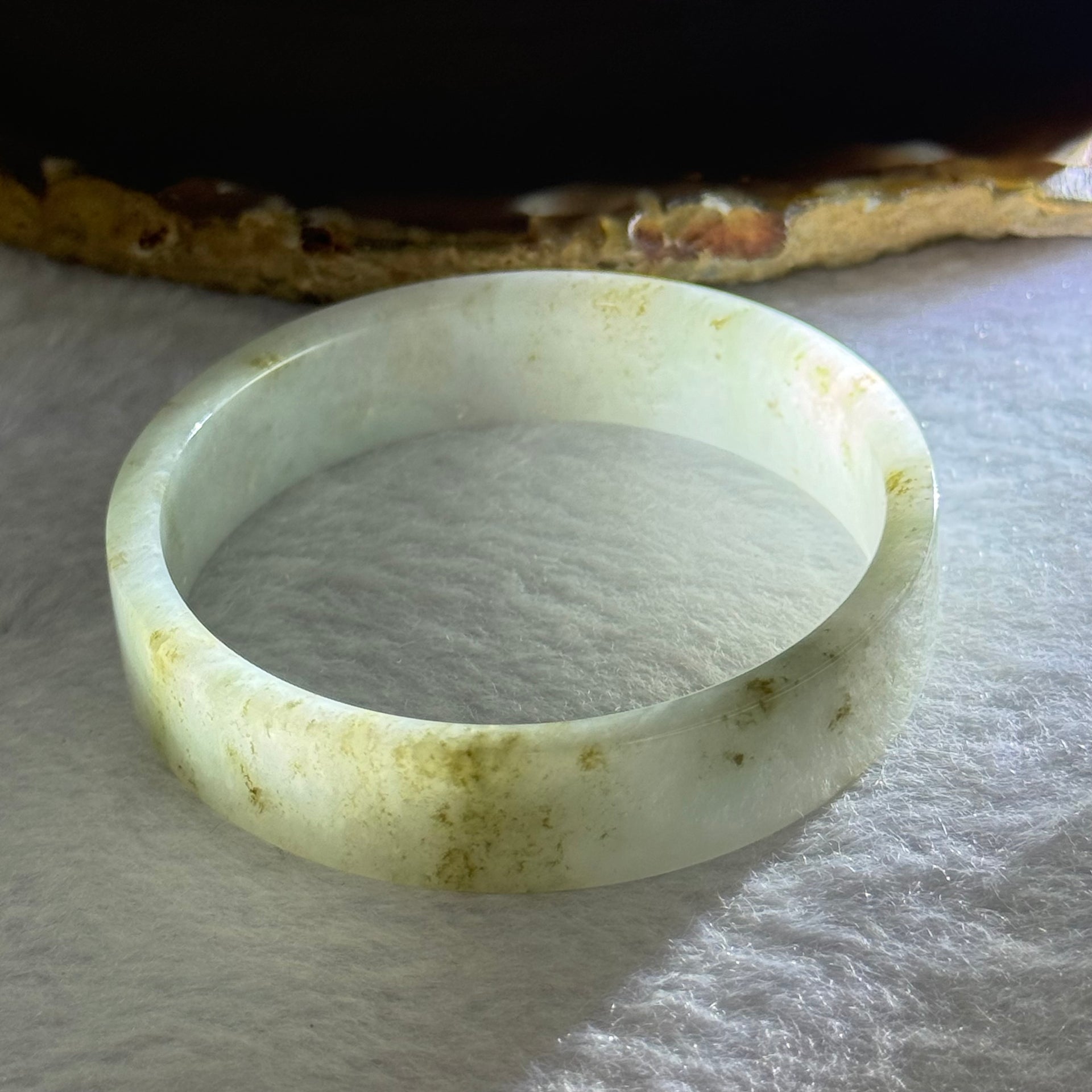 Type A Light Lavender Green and Brown Patches Jadeite Bangle 29.91g Internal Diameter 52.4mm 12.6 by 4.2mm (Very Slight Internal Line) - Huangs Jadeite and Jewelry Pte Ltd