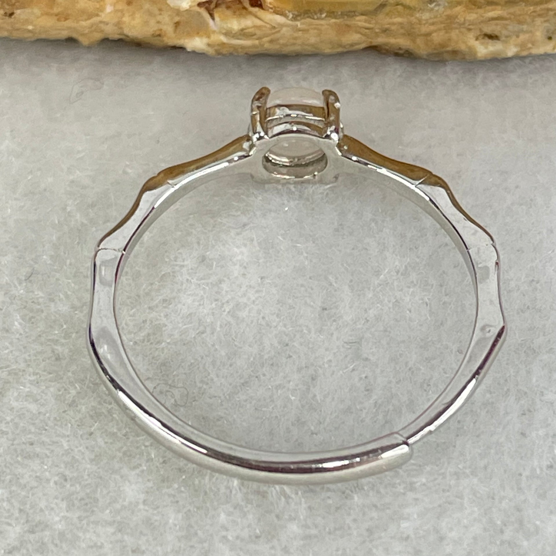 Type A Semi Icy Lavender Cabochon Jadeite in S925 Sliver Ring (Adjustable Size) 1.07g 4.5 by 2.5mm - Huangs Jadeite and Jewelry Pte Ltd