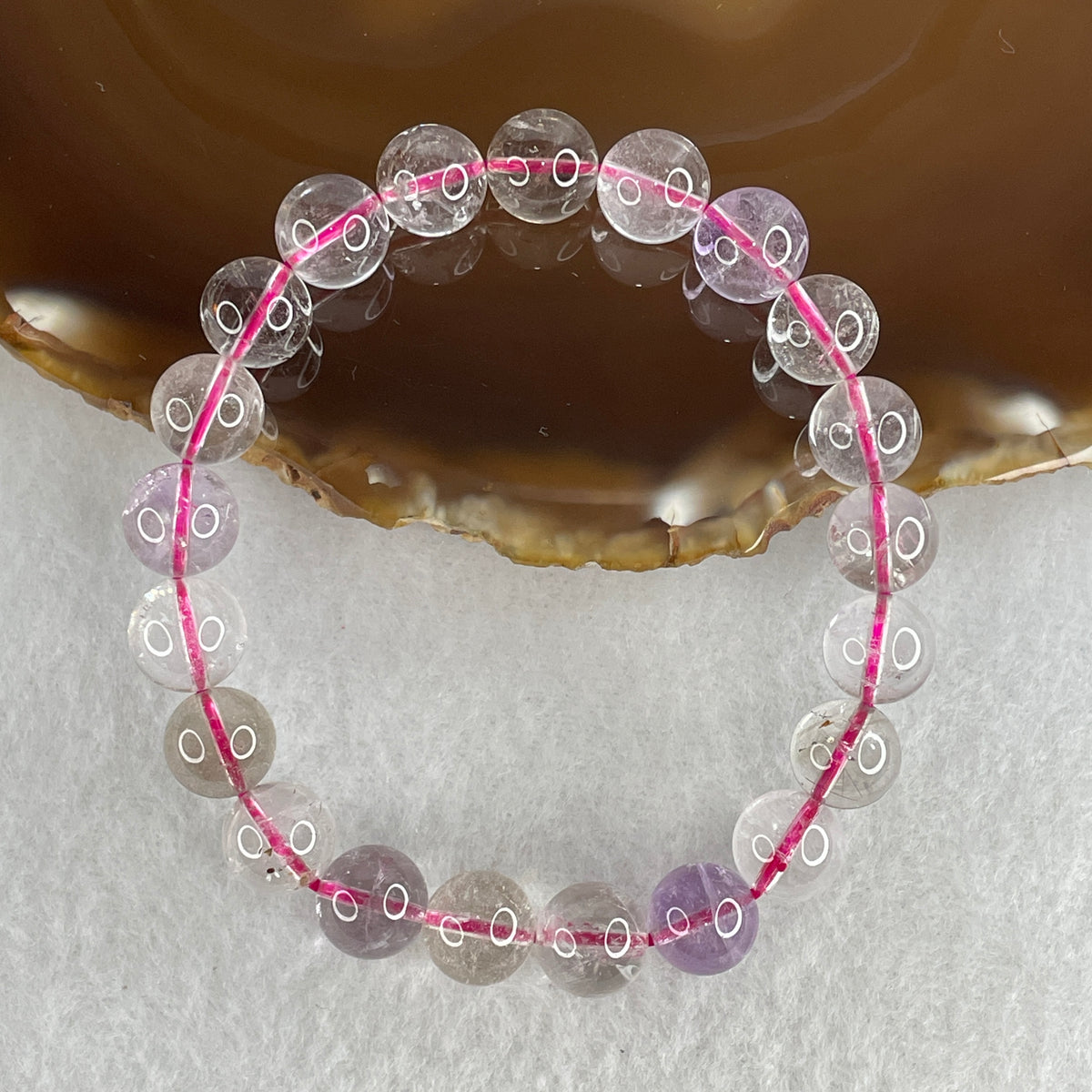 Certified Entry Grade Natural Supper 7 Crystal Beads Bracelet 26.64g 17cm 10.0mm 21 Beads
