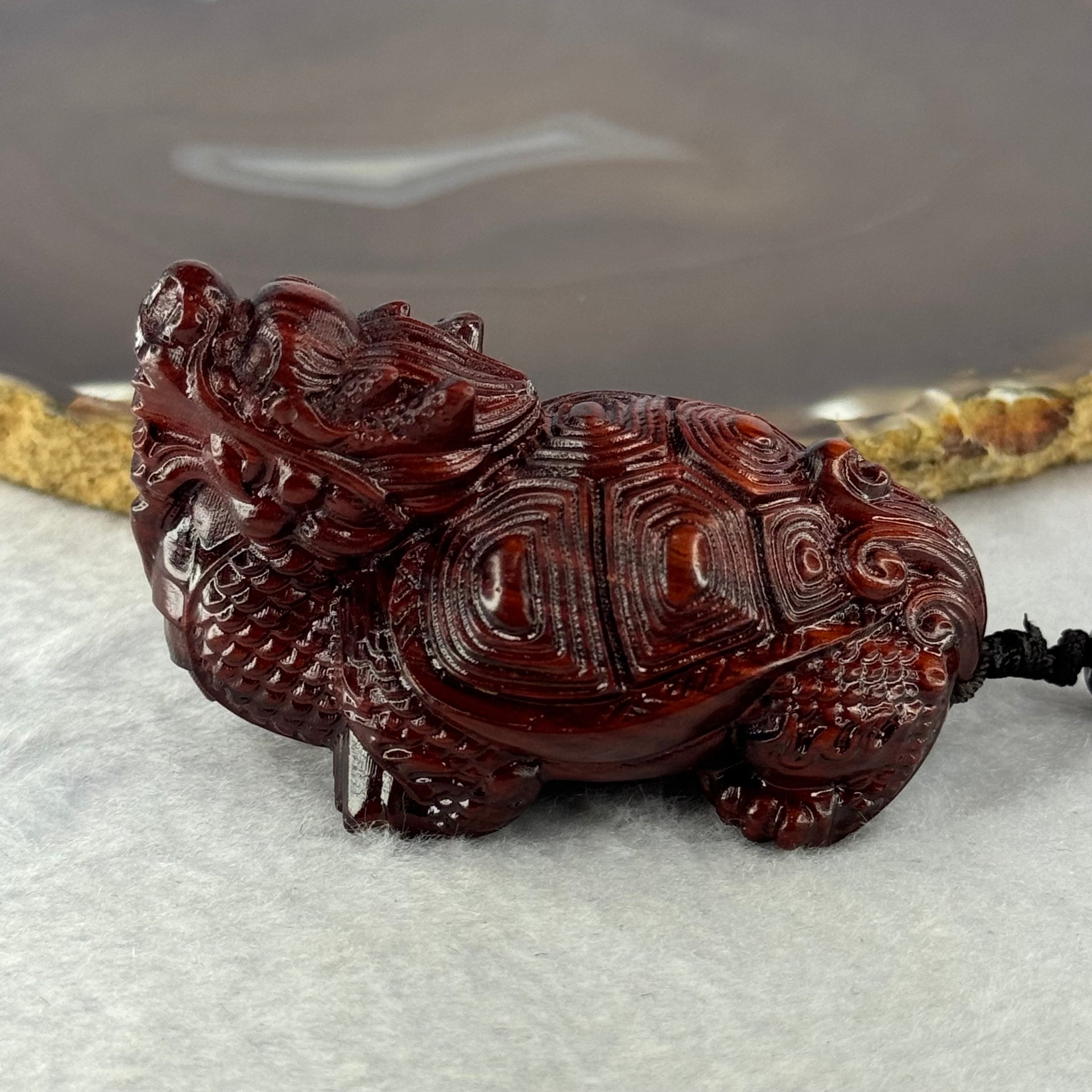 Natural African Rosewood Dragon Tortoise Handplay 天然非洲紫檀龙龟手把件 46.75g 61.6 by 36.4 by 40.4mm - Huangs Jadeite and Jewelry Pte Ltd