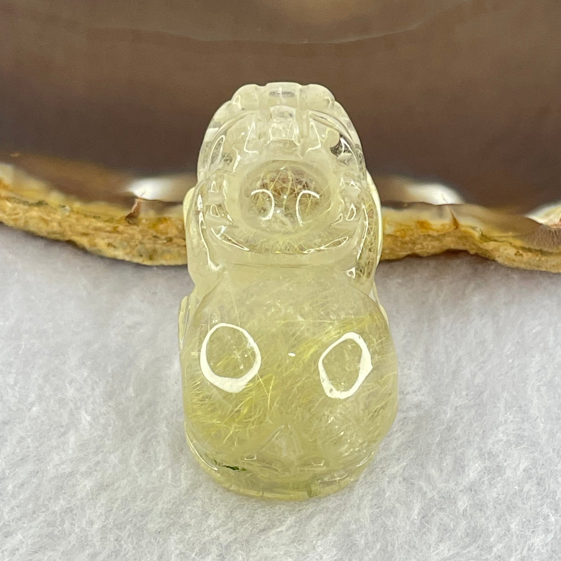 Natural Golden Rutilated Quartz Pixiu Charm 31.44g 43.5 by 22.1 by 19.0mm - Huangs Jadeite and Jewelry Pte Ltd