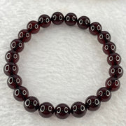 Natural Dark Red Blood Amber Beads Bracelet 天然血珀手链 6.83g 16cm 8.2mm 23 Beads - Huangs Jadeite and Jewelry Pte Ltd