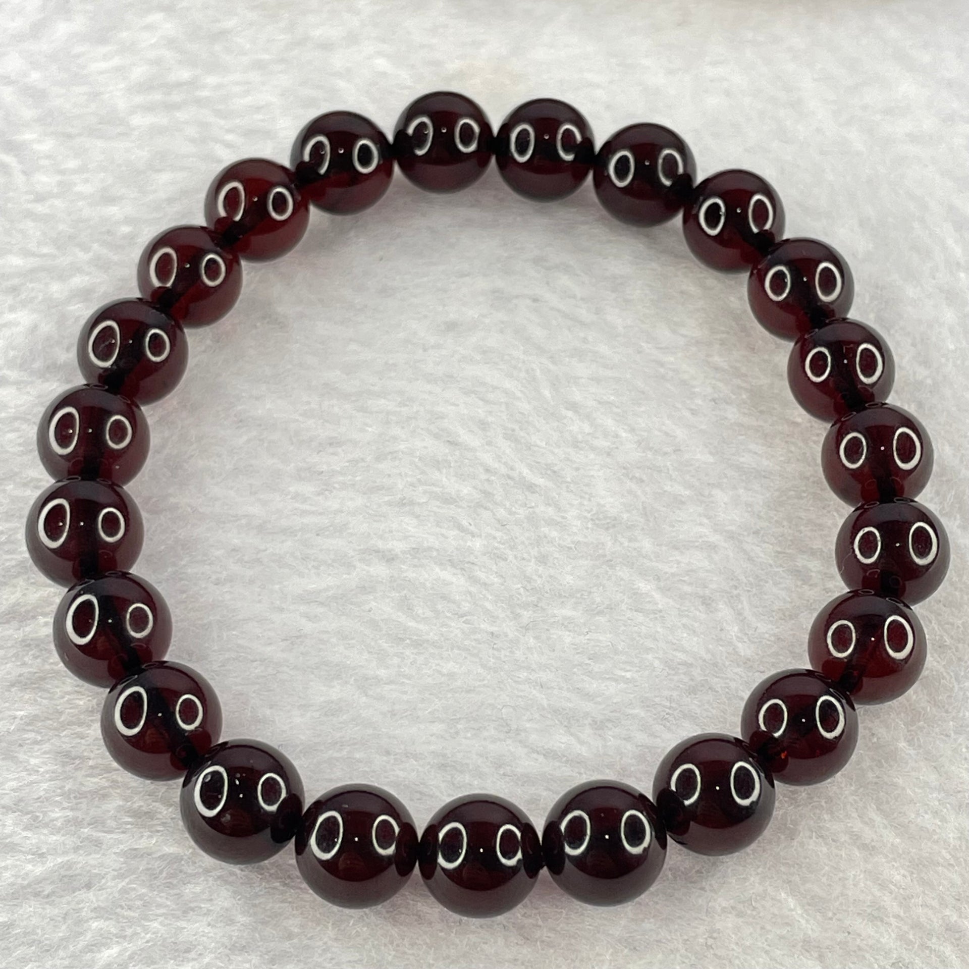 Natural Dark Red Blood Amber Beads Bracelet 天然血珀手链 6.83g 16cm 8.2mm 23 Beads - Huangs Jadeite and Jewelry Pte Ltd