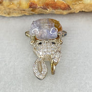 Rare Natural Blue Dumortierite Rutilated Quartz in S925 Sliver Rabbit Pendant 2.44g 10.0 by 7.3 by 5.0mm - Huangs Jadeite and Jewelry Pte Ltd