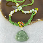Type A Green Jadeite Milo Buddha Pendant and Beads Necklace 43.19g 31.3 by 40.8 by 12.1mm - Huangs Jadeite and Jewelry Pte Ltd