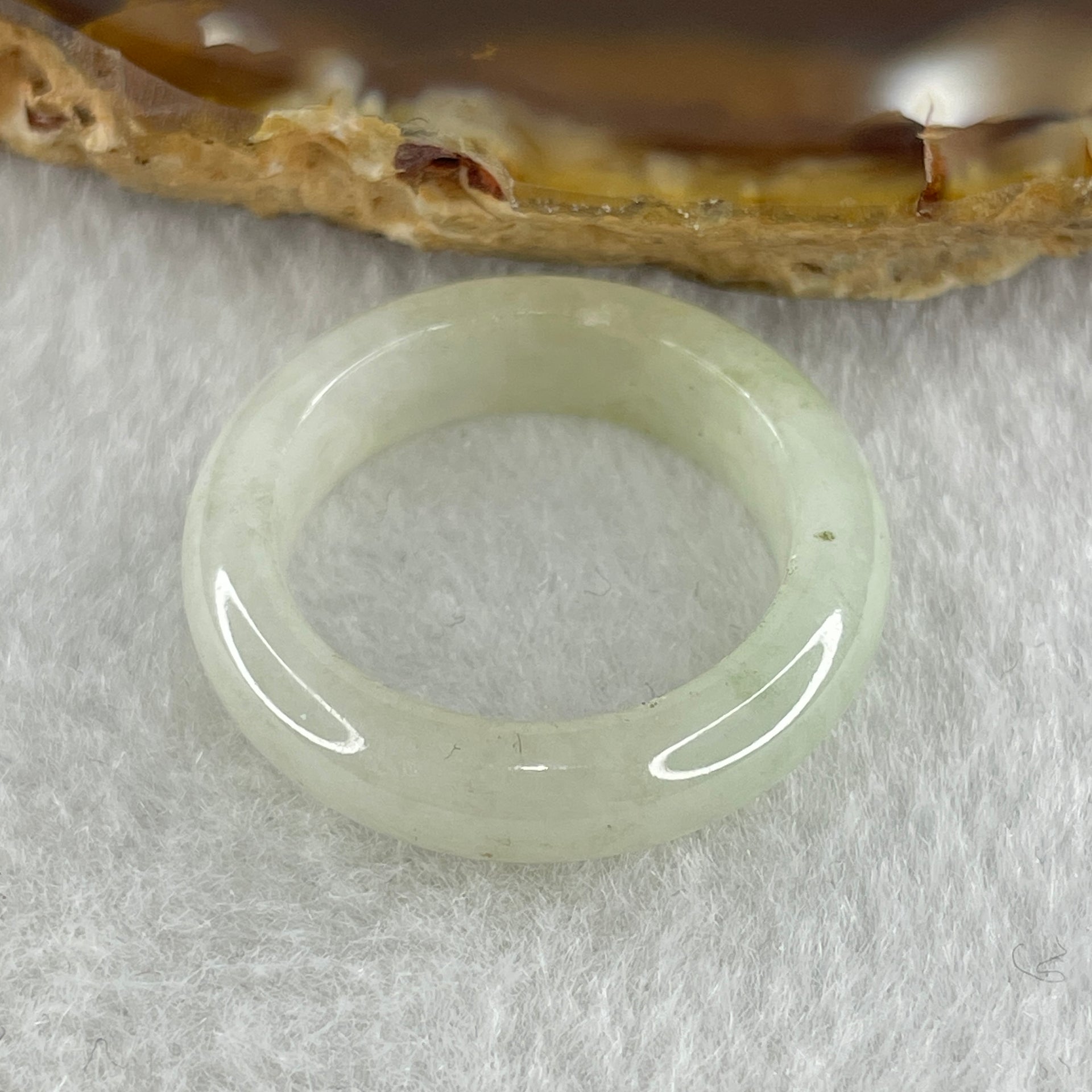 Type A Natural White to Faint Green Jadeite Ring 3.90g5.7 by 3.7mm US 8.1 HK 17.9 (Very Very Slight Internal Line) - Huangs Jadeite and Jewelry Pte Ltd