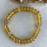 Natural Intense Yellow Citrine Donut with Hulu Charm Bracelet 26.29g 15cm 9.4mm 32 Beads - Huangs Jadeite and Jewelry Pte Ltd