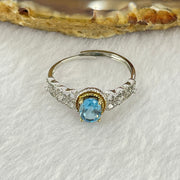 Blue Cubic Zirconia with Crystals in S925 Sliver Ring (Adjustable Size) 1.81g 6.5 by 5.0 by 3.5mm - Huangs Jadeite and Jewelry Pte Ltd