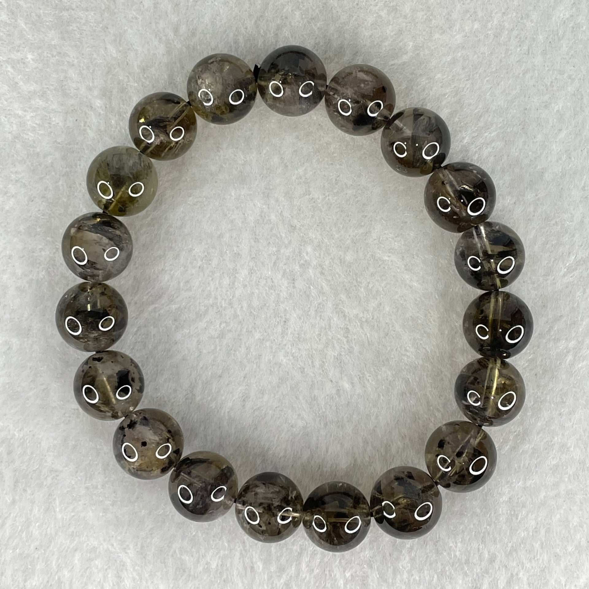 Natural Black Auralite Quartz Beads Bracelet 31.94g 17cm 10.9mm 19 Beads - Huangs Jadeite and Jewelry Pte Ltd