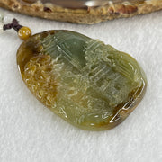 Grand Master Type A Green with Brownish Jadeite Shan Shui with Gui Ren Double Side Pendant 52.28g 55.3 by 38.2 by 7.3mm - Huangs Jadeite and Jewelry Pte Ltd