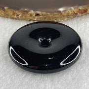 Type A Opaque Black Omphacite Jadeite Ping An Kou Donut Pendant 52.09g 50.3 by 9.8mm - Huangs Jadeite and Jewelry Pte Ltd