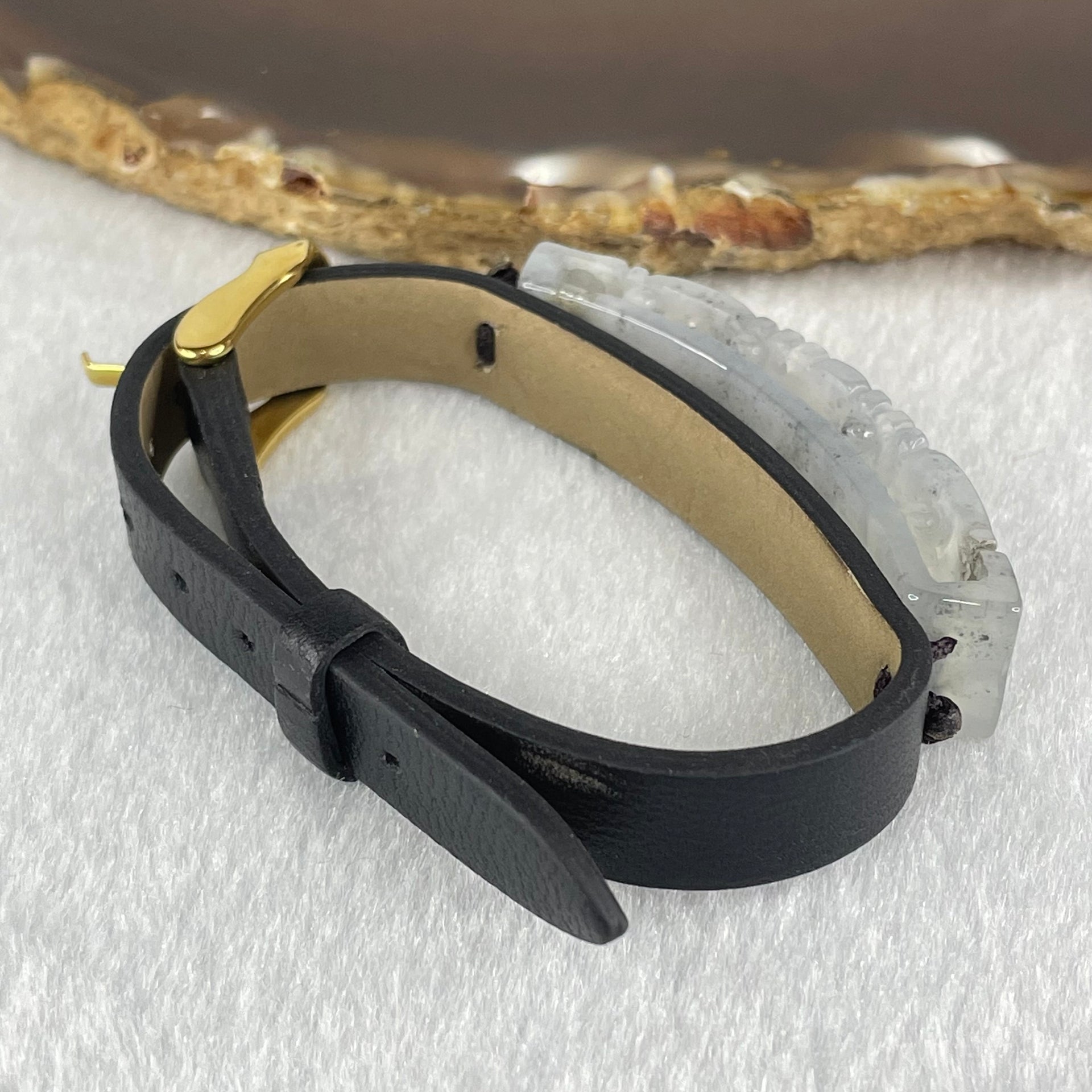 Type A Semi Icy Grey Jadeite Phoenix with PVC Bracelet 11.86g 49.3 by 11.1 by 7.7mm - Huangs Jadeite and Jewelry Pte Ltd