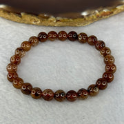 Natural Copper Rutilated Quartz Beads Bracelet 天然銅髮晶手镯 13.32g 15.5cm 7.5mm 26 Beads - Huangs Jadeite and Jewelry Pte Ltd