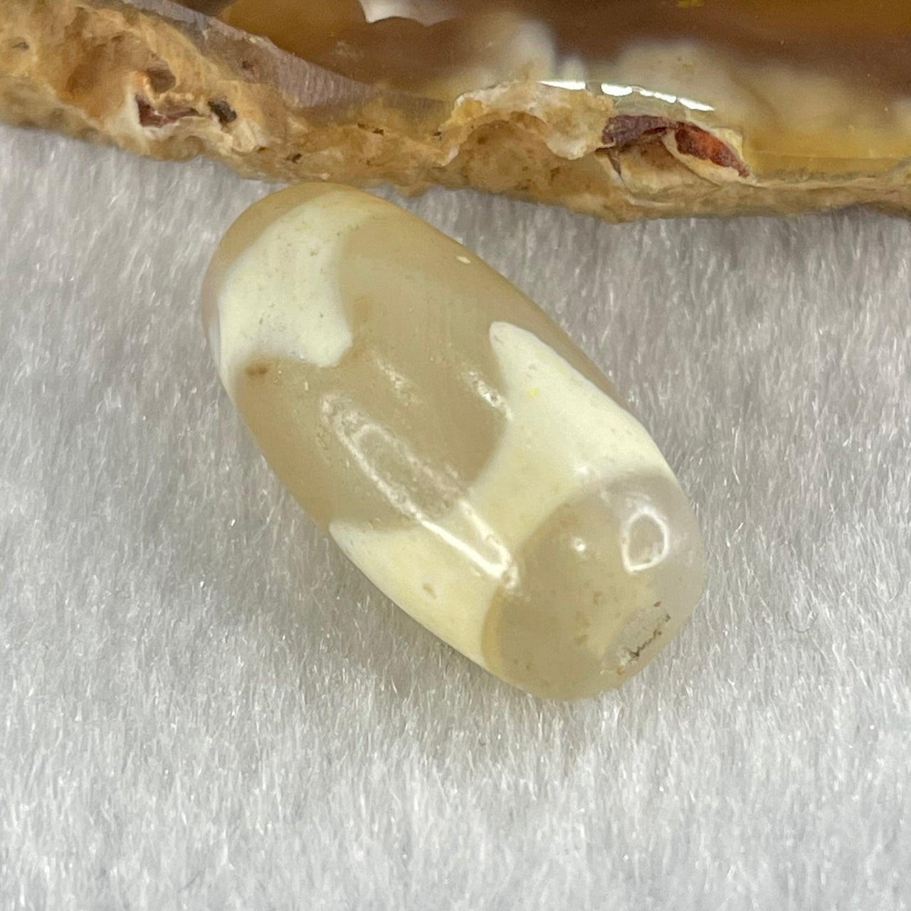 Natural Powerful Tibetan Old Oily Agate Tiger Tooth Daluo Dzi Bead Heavenly Master (Tian Zhu) 虎呀天诛 2.86g 19.9 by 10.0mm - Huangs Jadeite and Jewelry Pte Ltd