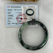 Type A Green and Black to Dark Green Piao Hua Jadeite Bangle Internal Diameter 58.2mm 73.13g 15.0 by 8.9mm (Internal Lines) - Huangs Jadeite and Jewelry Pte Ltd