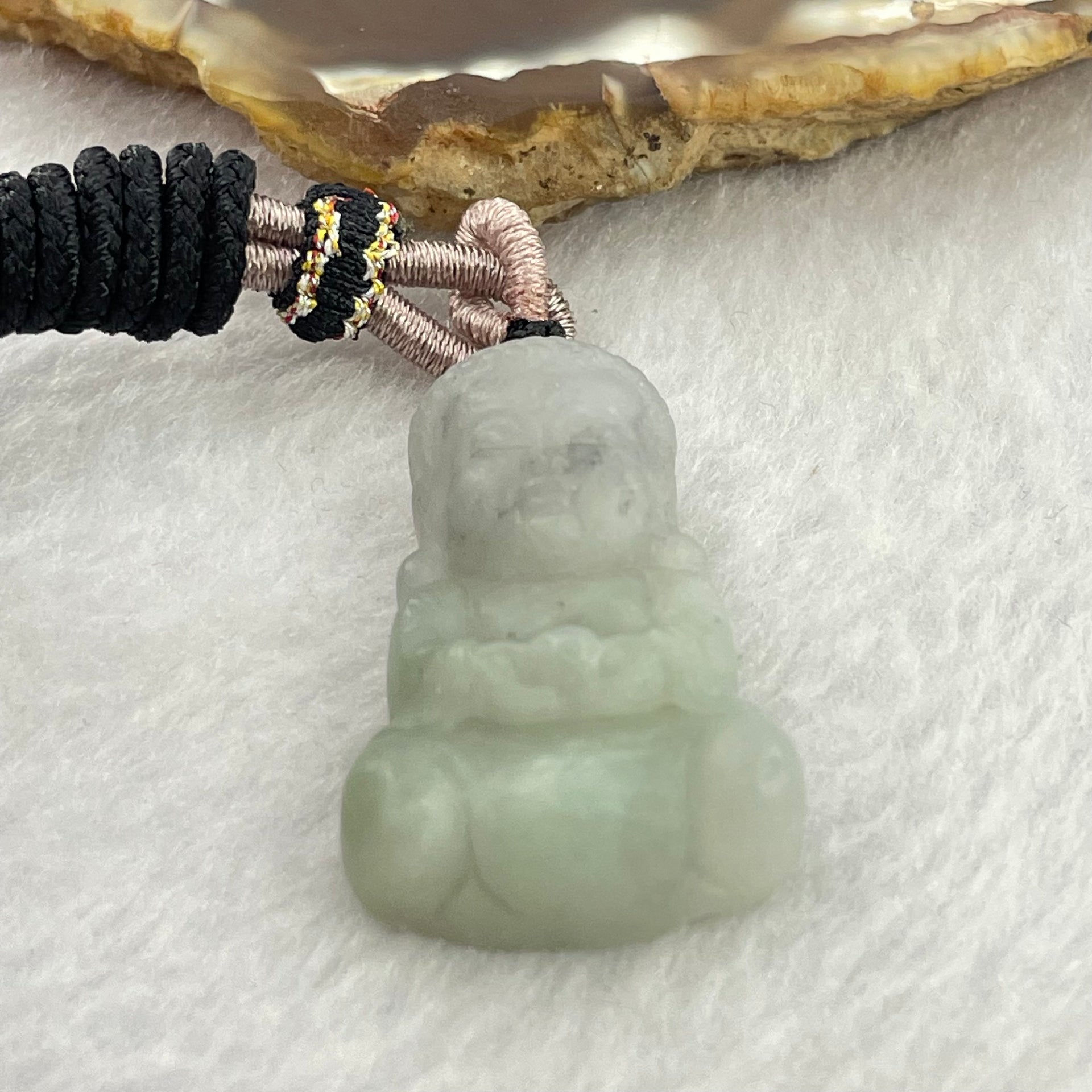 Type A Light Green Jadeite Baby Buddha Pendent 11.45g 33.2 by 21.0 by 8.4mm - Huangs Jadeite and Jewelry Pte Ltd