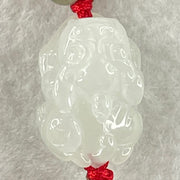 Type A Faint Lavender to White Jadeite Male Pixiu String Bracelet 7.96g 19.0 by 14.1 by 13.4mm - Huangs Jadeite and Jewelry Pte Ltd