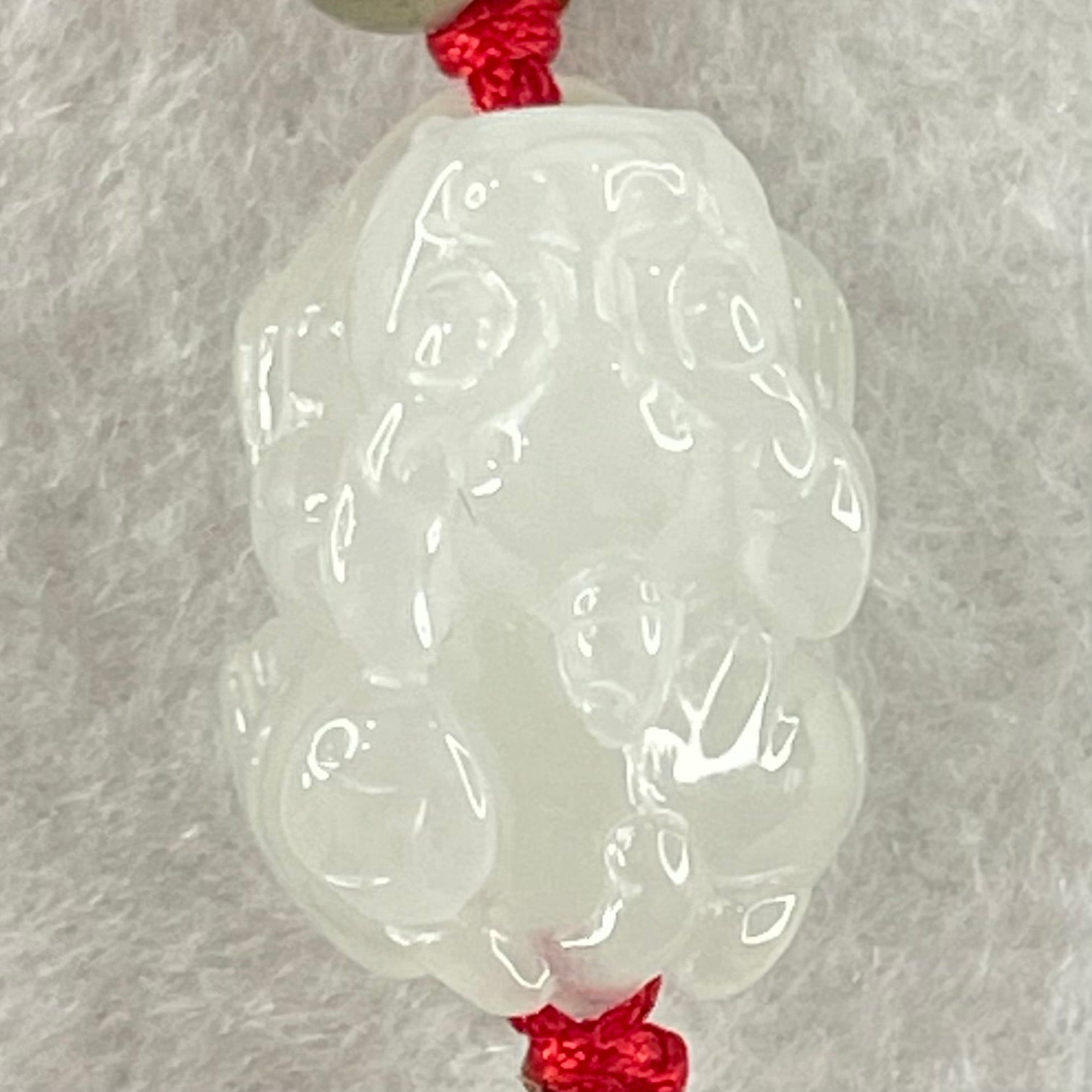 Type A Faint Lavender to White Jadeite Male Pixiu String Bracelet 7.96g 19.0 by 14.1 by 13.4mm - Huangs Jadeite and Jewelry Pte Ltd