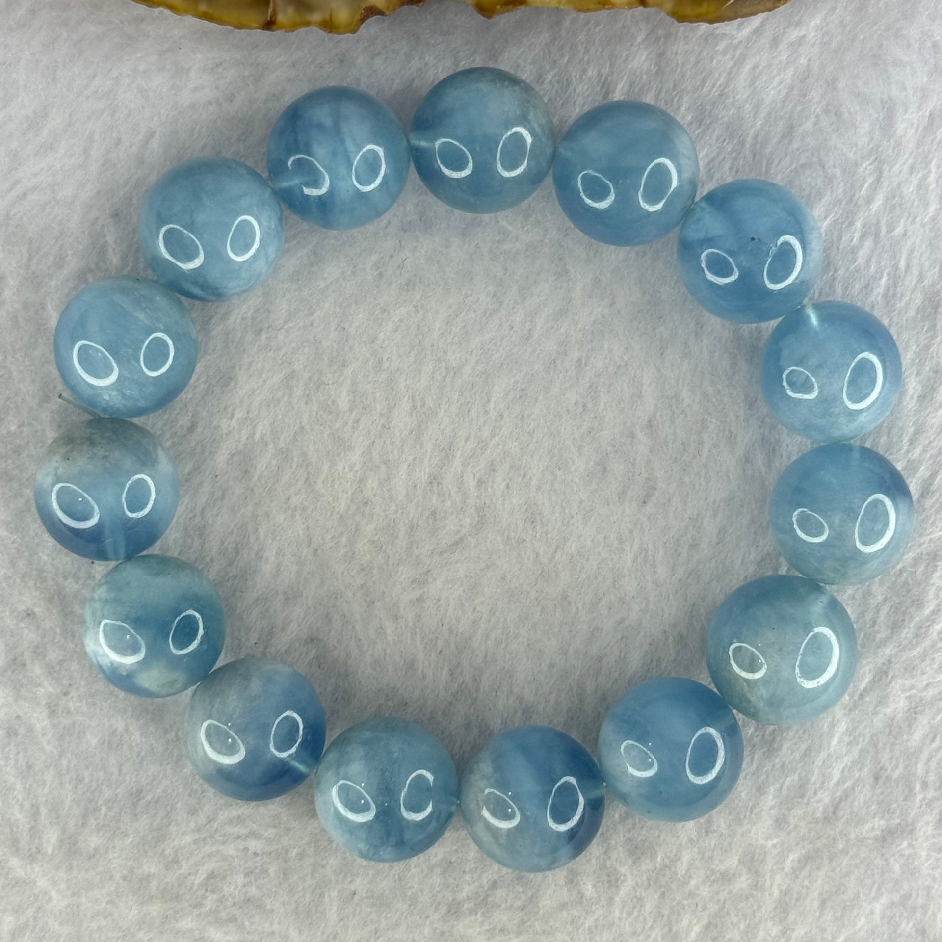 Natural Aquamarine Beads Bracelet 60.65g 18.5cm 14.5mm 15 Beads - Huangs Jadeite and Jewelry Pte Ltd