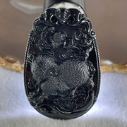 Type A Opaque to Partial Translucent Black Omphacite Jadeite Pig Pendant 26.30g 59.7 by 40.1 by 8.5mm - Huangs Jadeite and Jewelry Pte Ltd