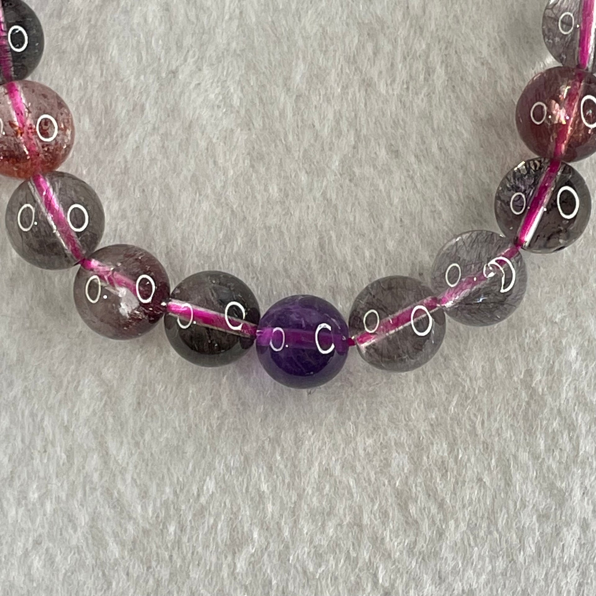 Natural Super 7 超级七 Bracelet 22.33g 9.5mm/bead 21 beads 15.5cm - Huangs Jadeite and Jewelry Pte Ltd